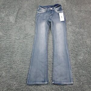 Westfield Eagle Jeans Juniors 3 Blue Mid Rise Bootcut Embroidered 26x32* NWT
